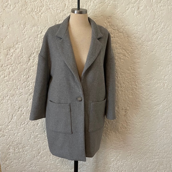 Tuckernuck Emerson Fry Gray Wool Car Layering Coat Women's Small Preppy